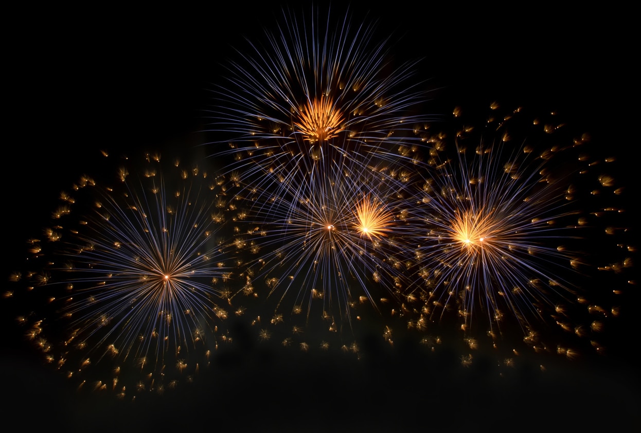 Fireworks in the night sky.